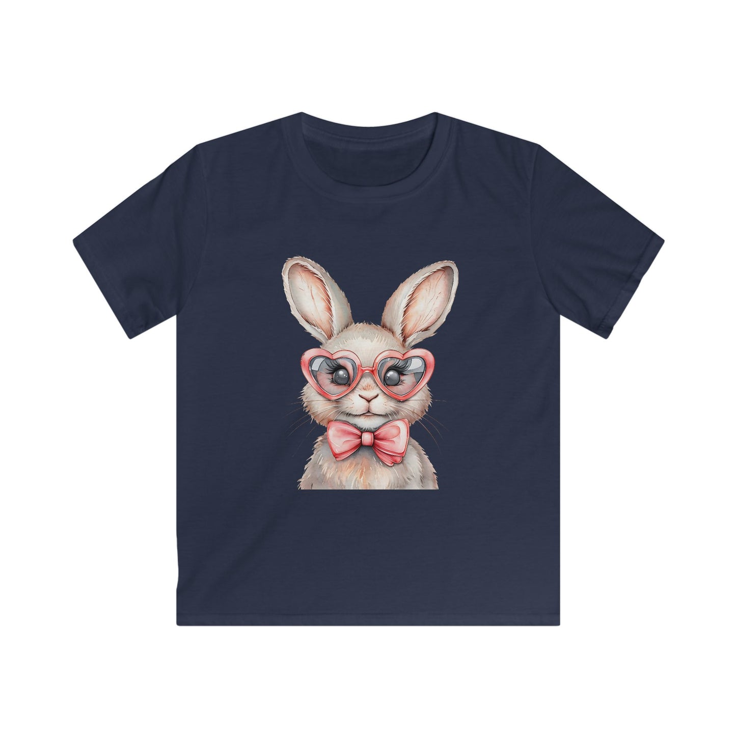 Kids Bunny Tee — Cute Bunny with Heart Glasses & Bow Kids Shirt