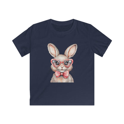 Kids Bunny Tee — Cute Bunny with Heart Glasses & Bow Kids Shirt