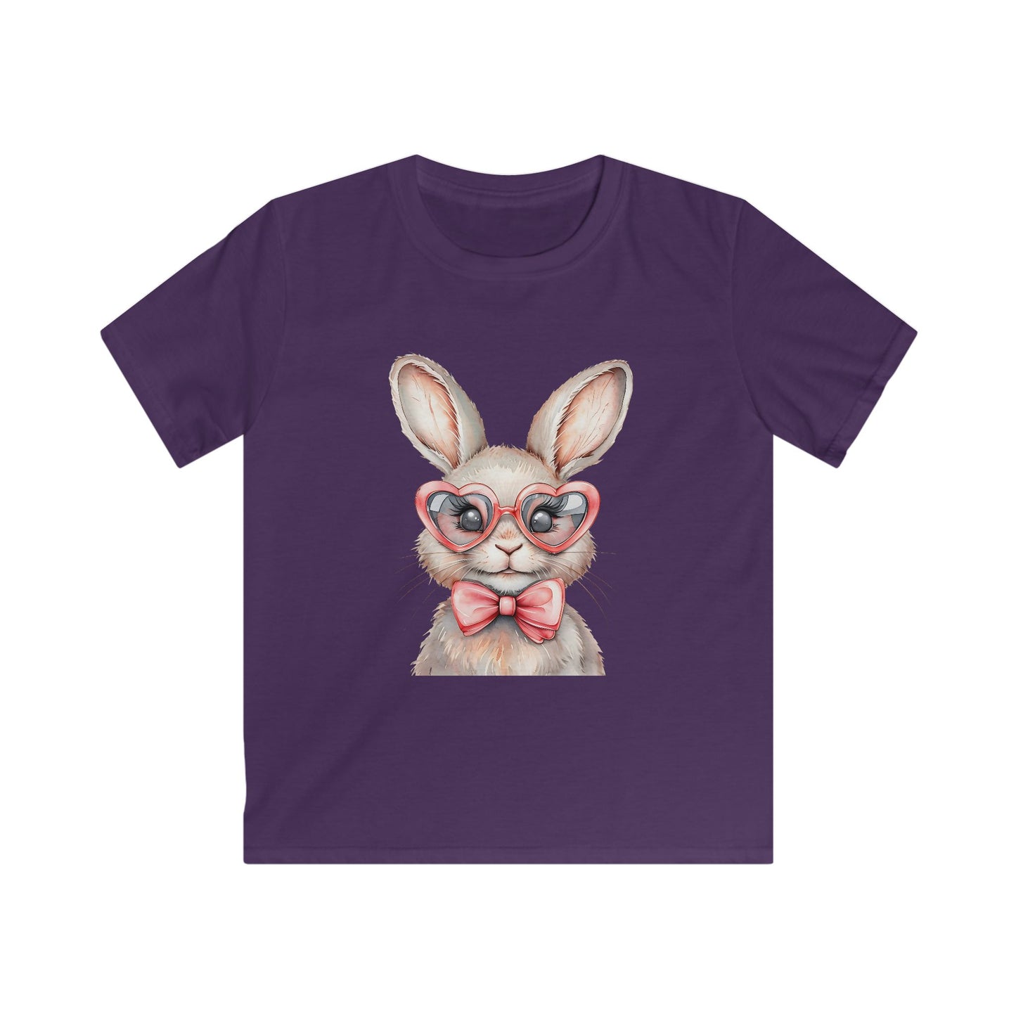 Kids Bunny Tee — Cute Bunny with Heart Glasses & Bow Kids Shirt