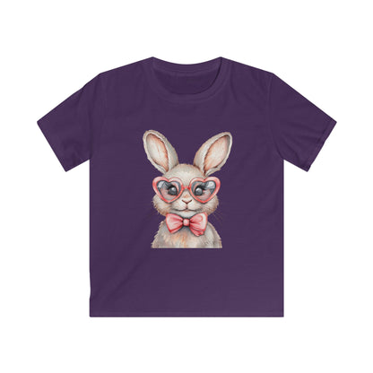 Kids Bunny Tee — Cute Bunny with Heart Glasses & Bow Kids Shirt