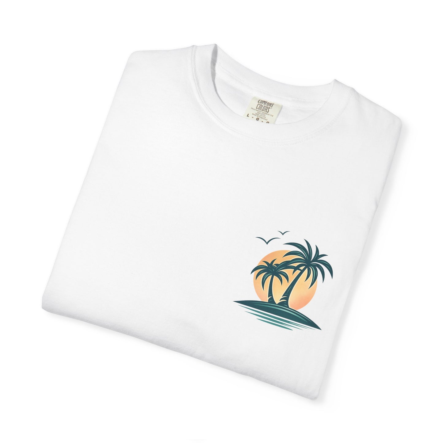 Palm Island Sunset T-Shirt — Tropical Beach Graphic Tee