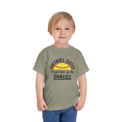 Toddler Tee — "Softball Sister I'm Just Here for the Snacks" Cute Sports Shirt