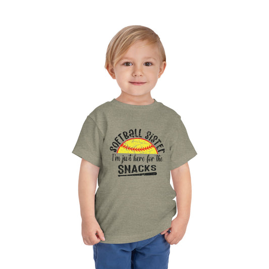 Toddler Tee — "Softball Sister I'm Just Here for the Snacks" Cute Sports Shirt