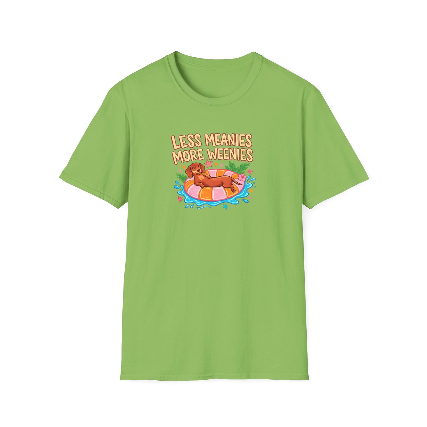 Less Meanies More Weenies T‑Shirt — Funny Hot Dog Pool Graphic Tee