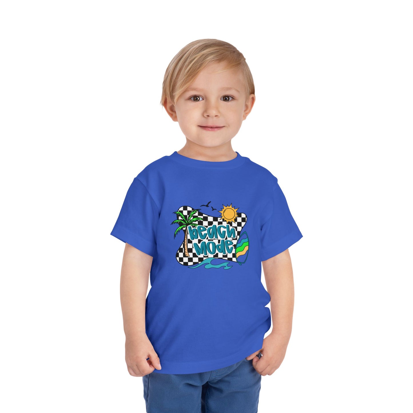 Toddler Tee — "Beach Vibes" Surfboard & Palm Tree Graphic