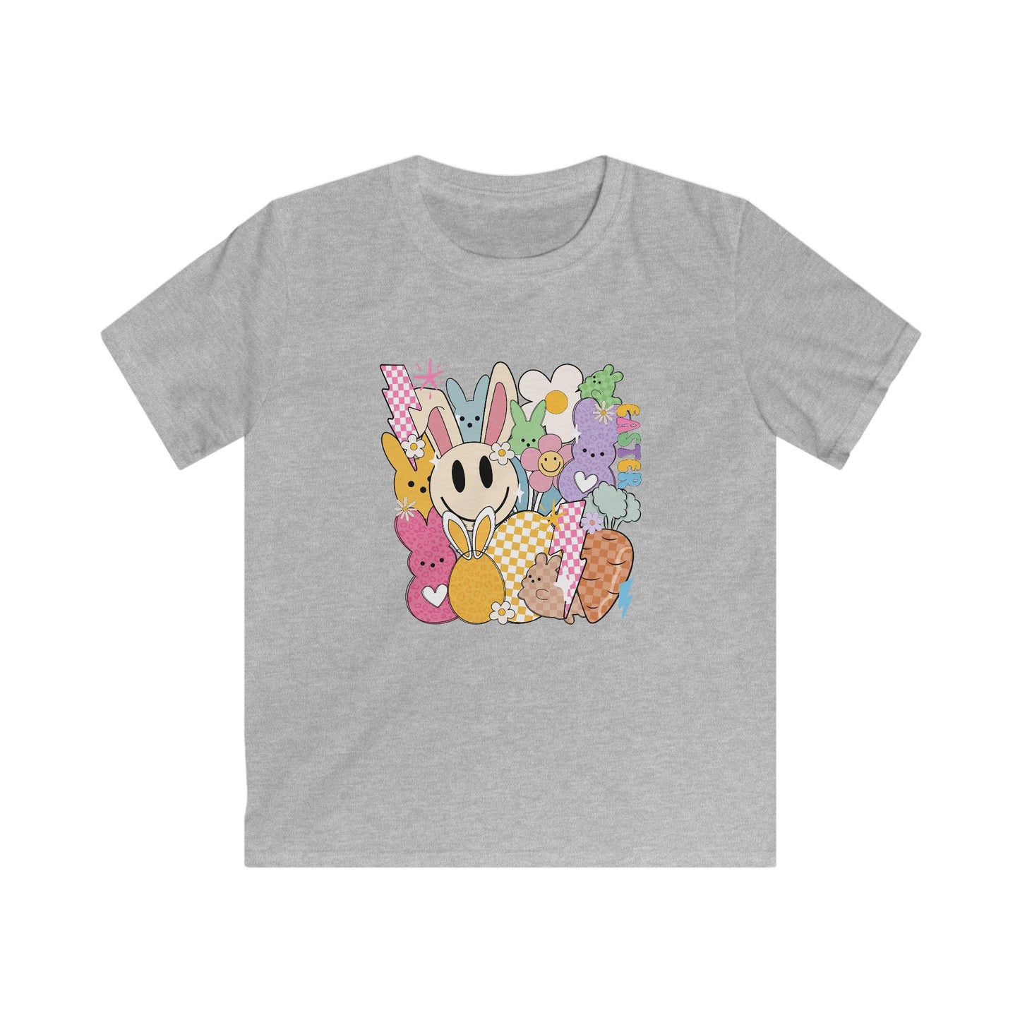 Kids Bunny Patchwork Tee — Cute Pastel Easter Bunny Graphic T‑Shirt