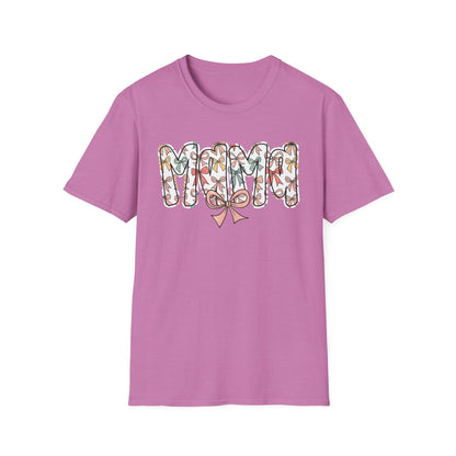 Mama Floral Typography T-Shirt — 'MAMA' Bow Graphic, Cute Mother's Day Gift