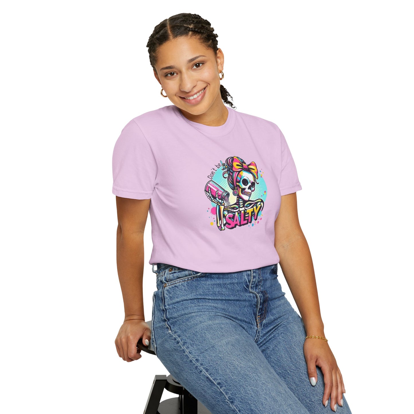 Salty Skull Graphic T-Shirt — Retro Neon Kawaii Skull Tee