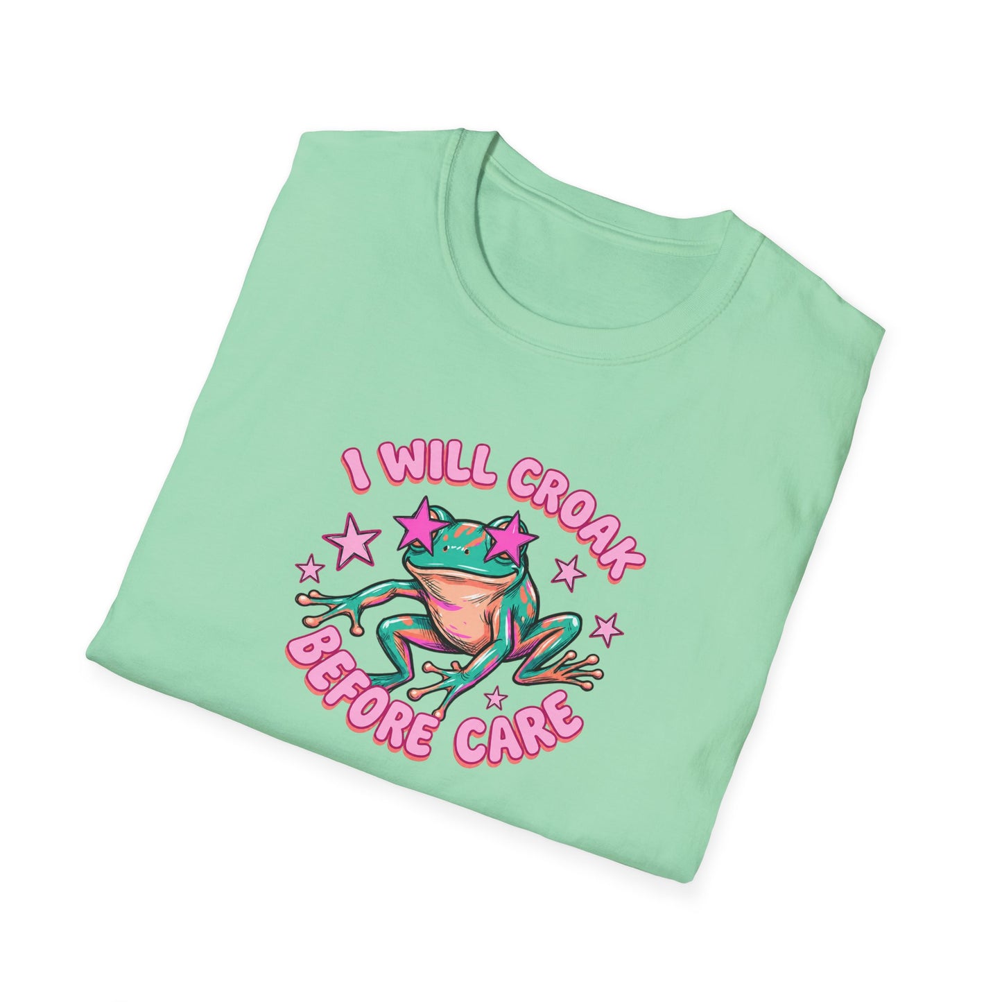 Funny Frog T-Shirt — "I Will Croak Before I Care" Cute Retro Frog Graphic Tee