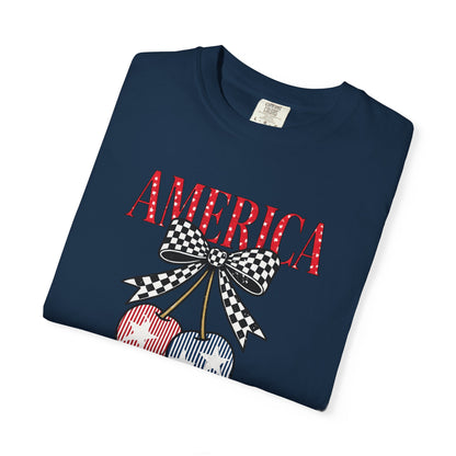America Cherry Graphic T-Shirt — Patriotic 4th of July Tee