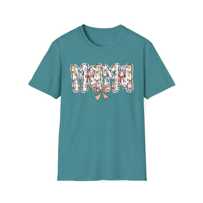 Mama Floral Typography T-Shirt — 'MAMA' Bow Graphic, Cute Mother's Day Gift