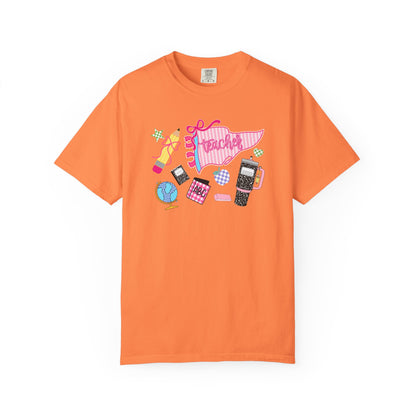 Teacher Essentials T-Shirt — Fun School Supplies Graphic