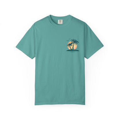 Palm Island Sunset T-Shirt — Tropical Beach Graphic Tee