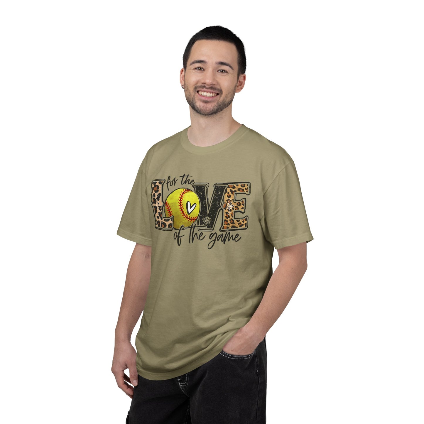 Love of the Game Softball T-Shirt — Leopard Print Tennis Ball Design