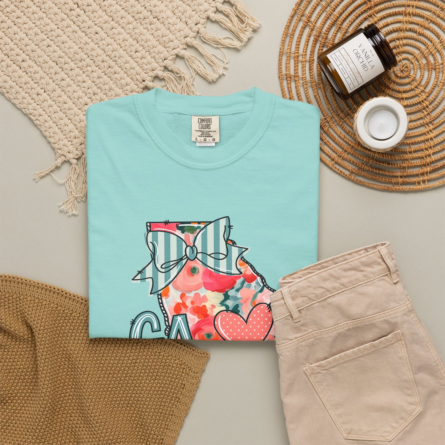 Georgia Floral State T-Shirt — GA Heart Bow Design