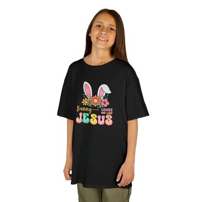Kids Tee — "Hippie Bunny Jesus" Pastel Easter Graphic