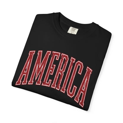 America Graphic T‑Shirt — Vintage Collegiate Patriotic Tee