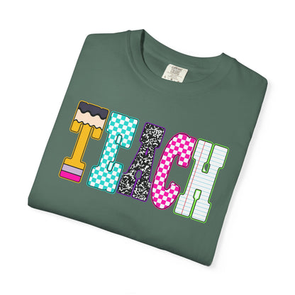 Teach Colorblock Graphic T-Shirt — Fun Teacher Appreciation Tee
