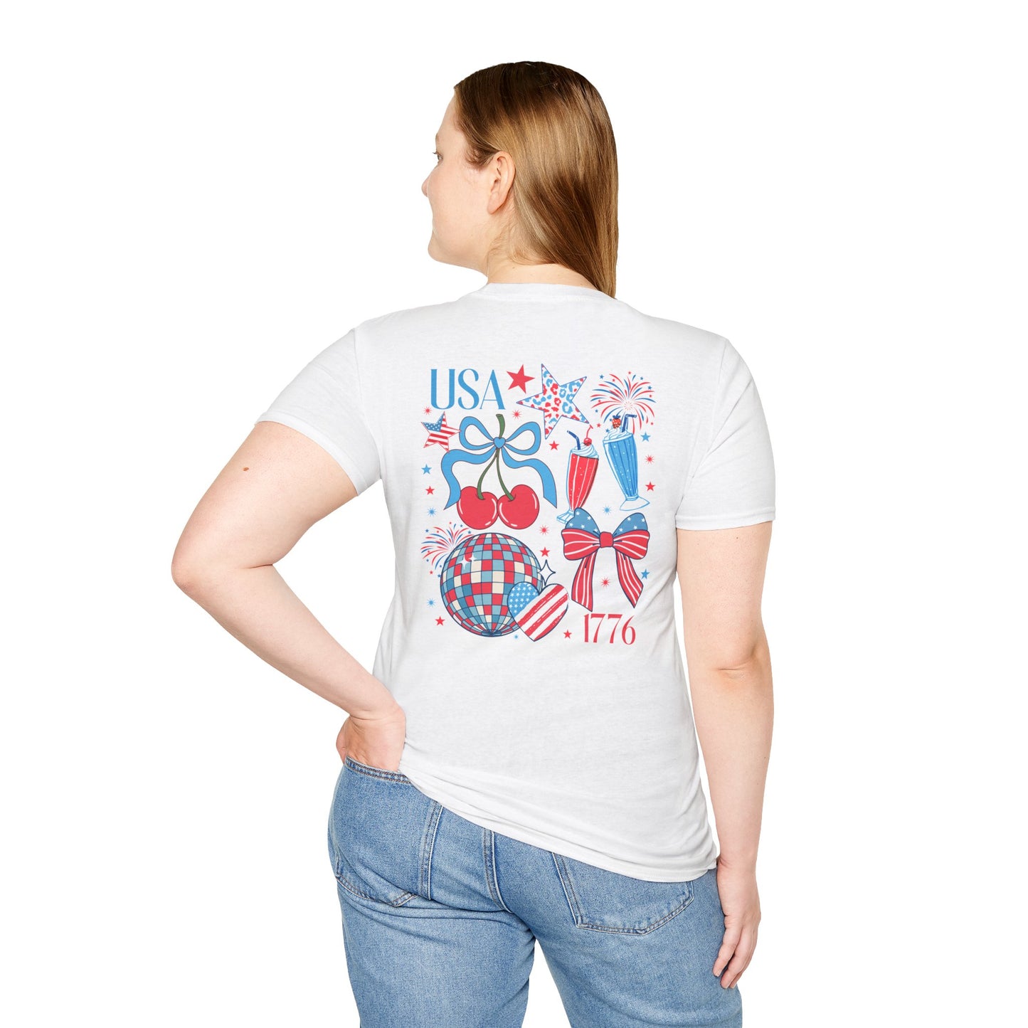 Patriotic Cherry T-Shirt — USA 1776 Fourth of July Graphic Tee