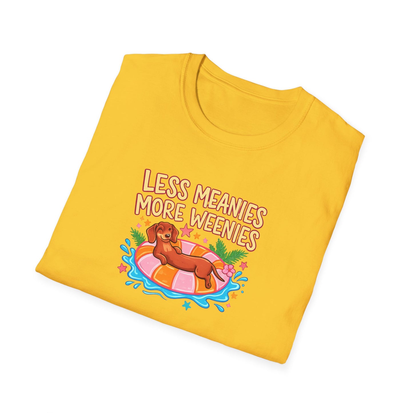 Less Meanies More Weenies T‑Shirt — Funny Hot Dog Pool Graphic Tee