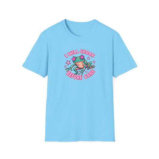 Funny Frog T-Shirt — "I Will Croak Before I Care" Cute Retro Frog Graphic Tee
