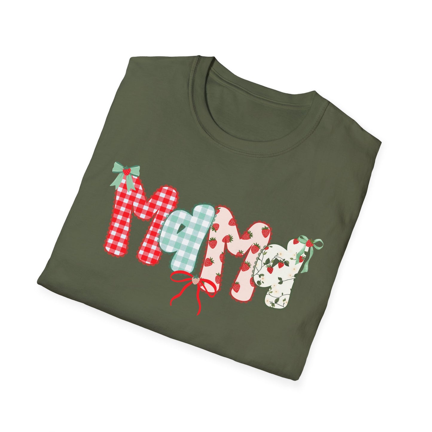 Mama Patterned Patchwork T-Shirt — Floral & Gingham "Mama" Design, Cute Mother's Day Gift