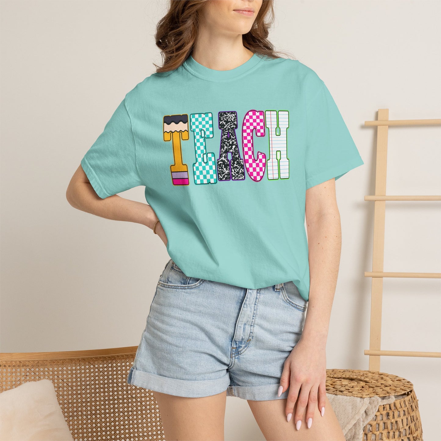 Teach Colorblock Graphic T-Shirt — Fun Teacher Appreciation Tee