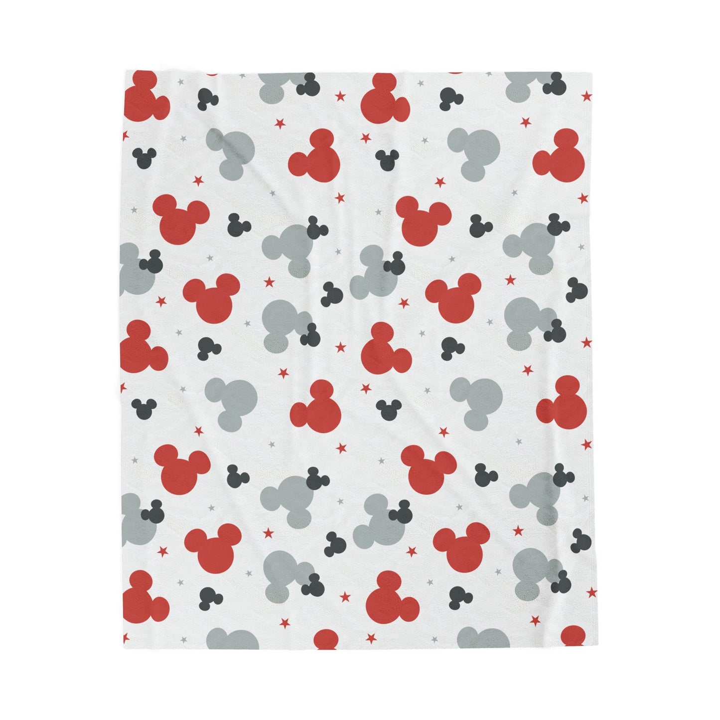 Plush Blanket — Red & Gray Mouse Head Pattern Velveteen Throw
