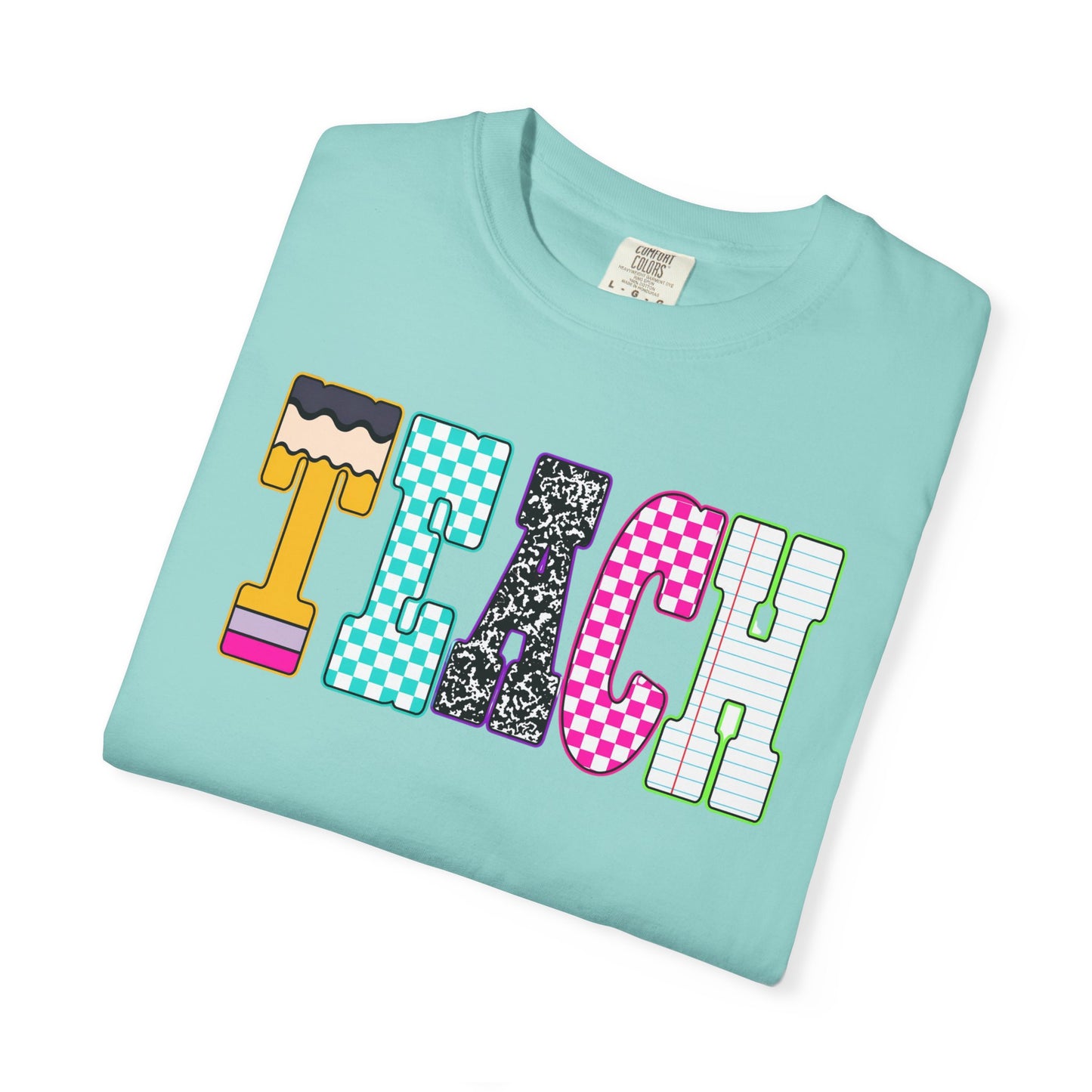Teach Colorblock Graphic T-Shirt — Fun Teacher Appreciation Tee