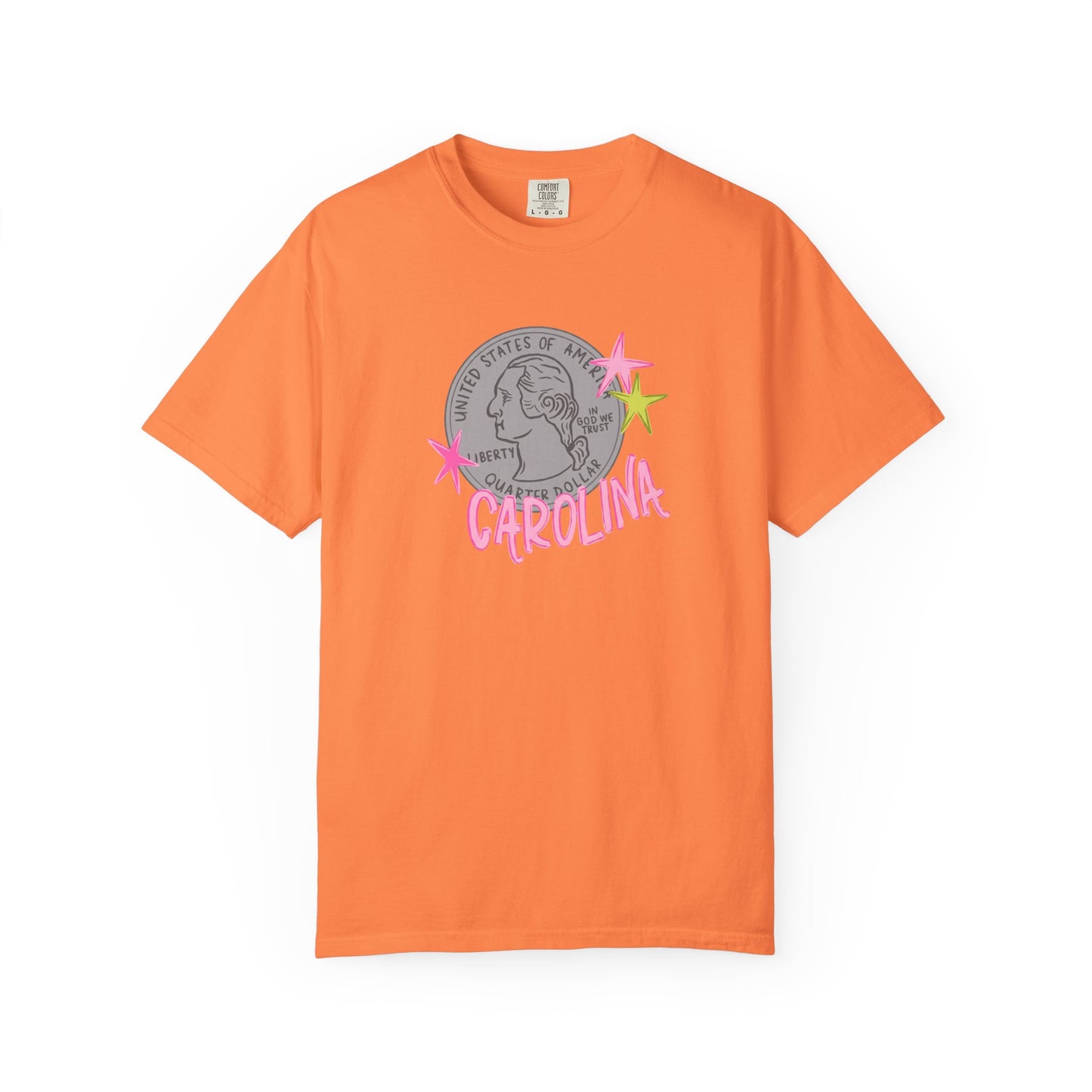 California Coin Graphic Tee — 'California' Retro Neon Stars T-Shirt