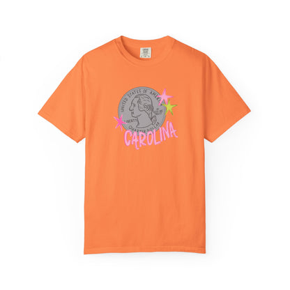 California Coin Graphic Tee — 'California' Retro Neon Stars T-Shirt
