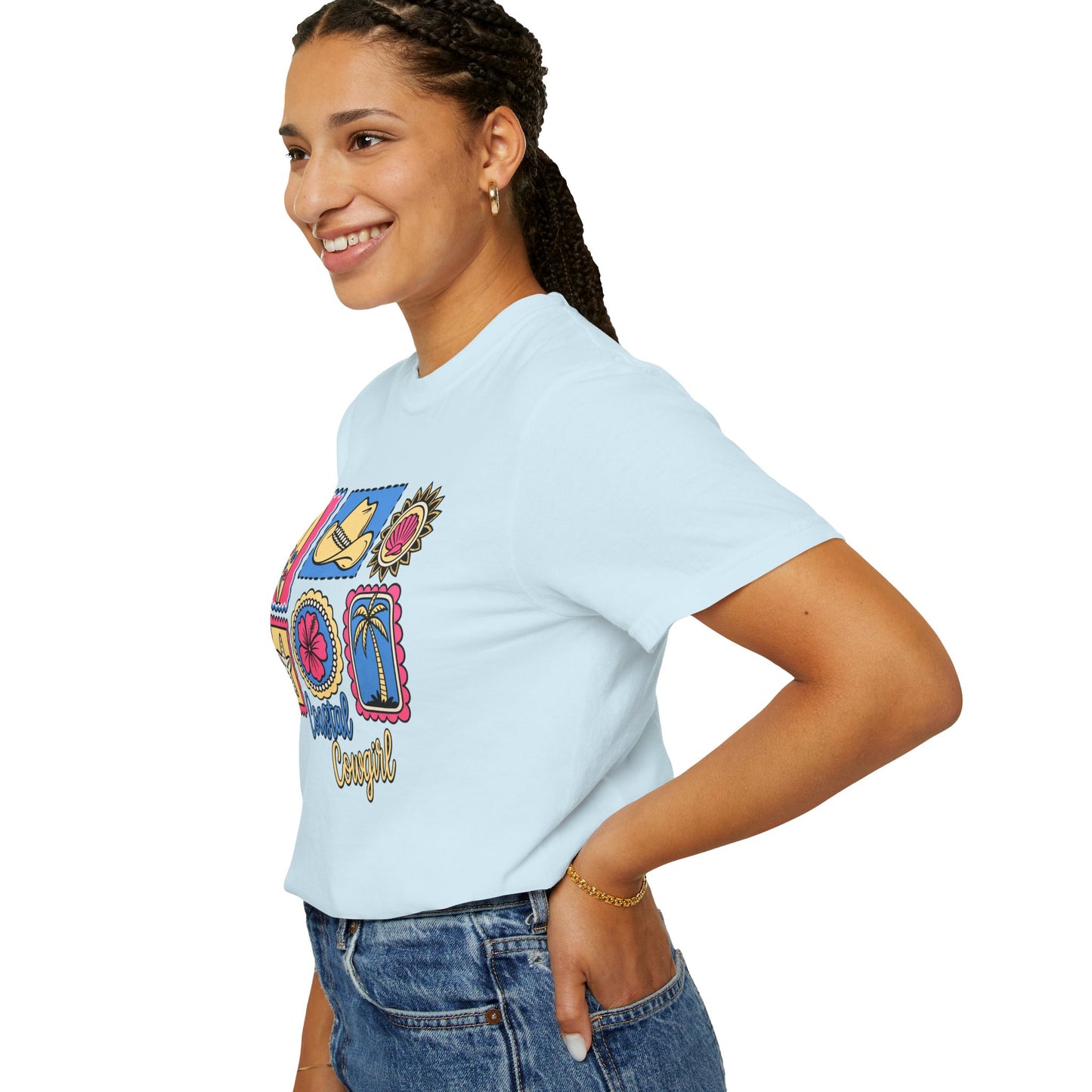 Coastal Cowgirl Graphic T-Shirt — Retro Beach Icons Tee