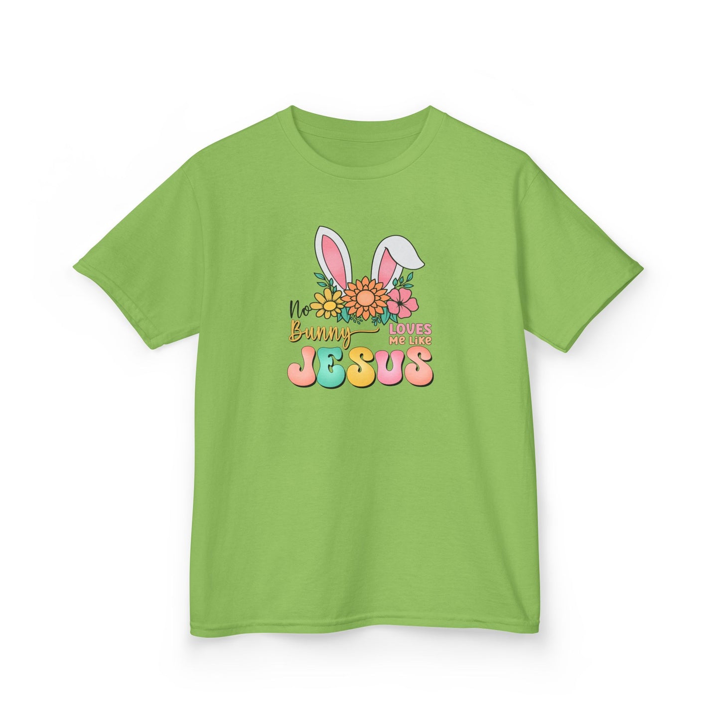 Kids Tee — "Hippie Bunny Jesus" Pastel Easter Graphic