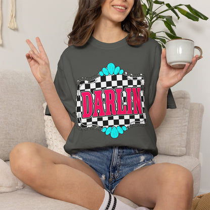 Darlin' Checkerboard Graphic T-Shirt