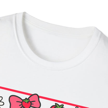 Cute Goose on Scooter T‑Shirt — Strawberry & Bow Graphic Tee