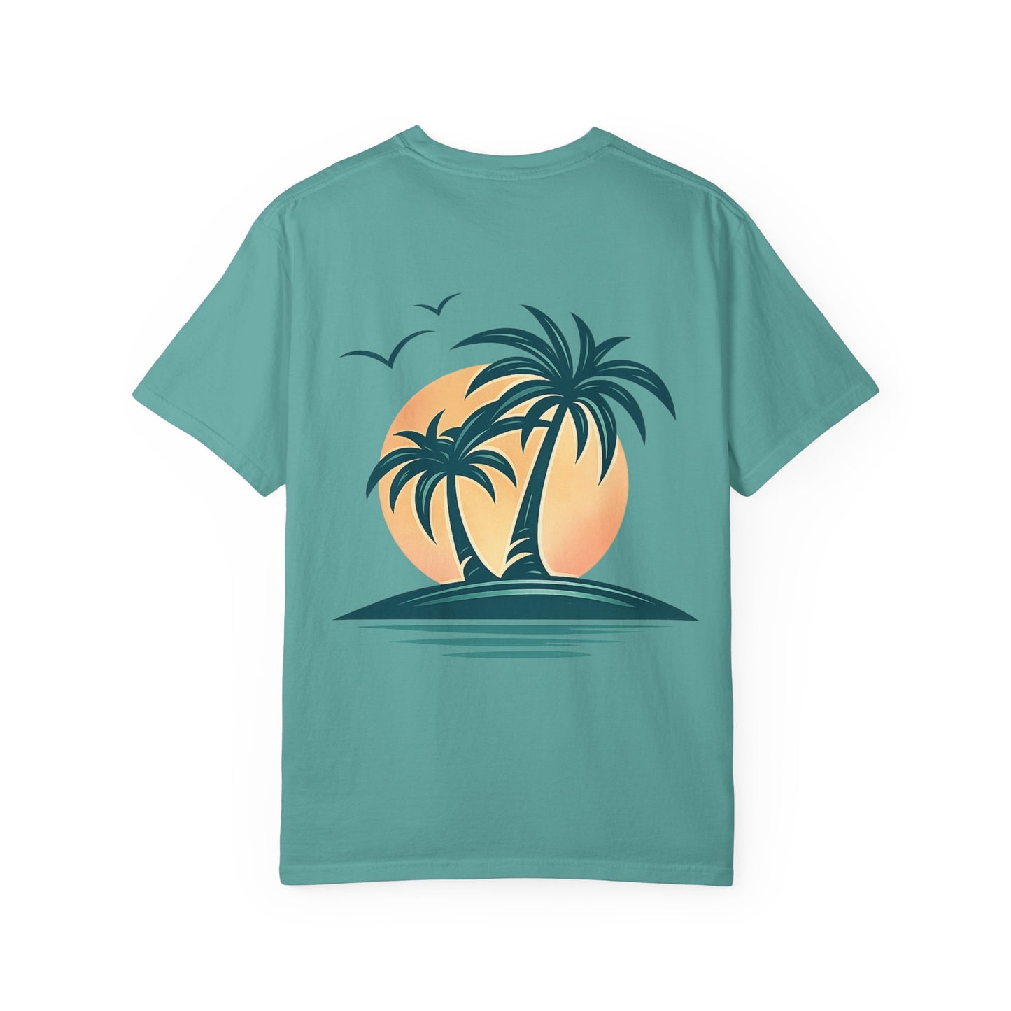 Palm Island Sunset T-Shirt — Tropical Beach Graphic Tee
