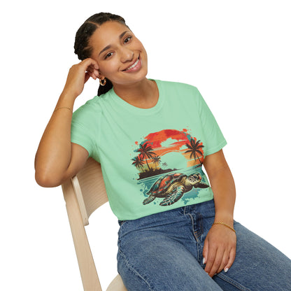 Sea Turtle Sunset T-Shirt — Tropical Beach Graphic Tee