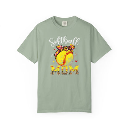 Softball Mom T‑Shirt — 'MOM' with Softball Bandana Graphic