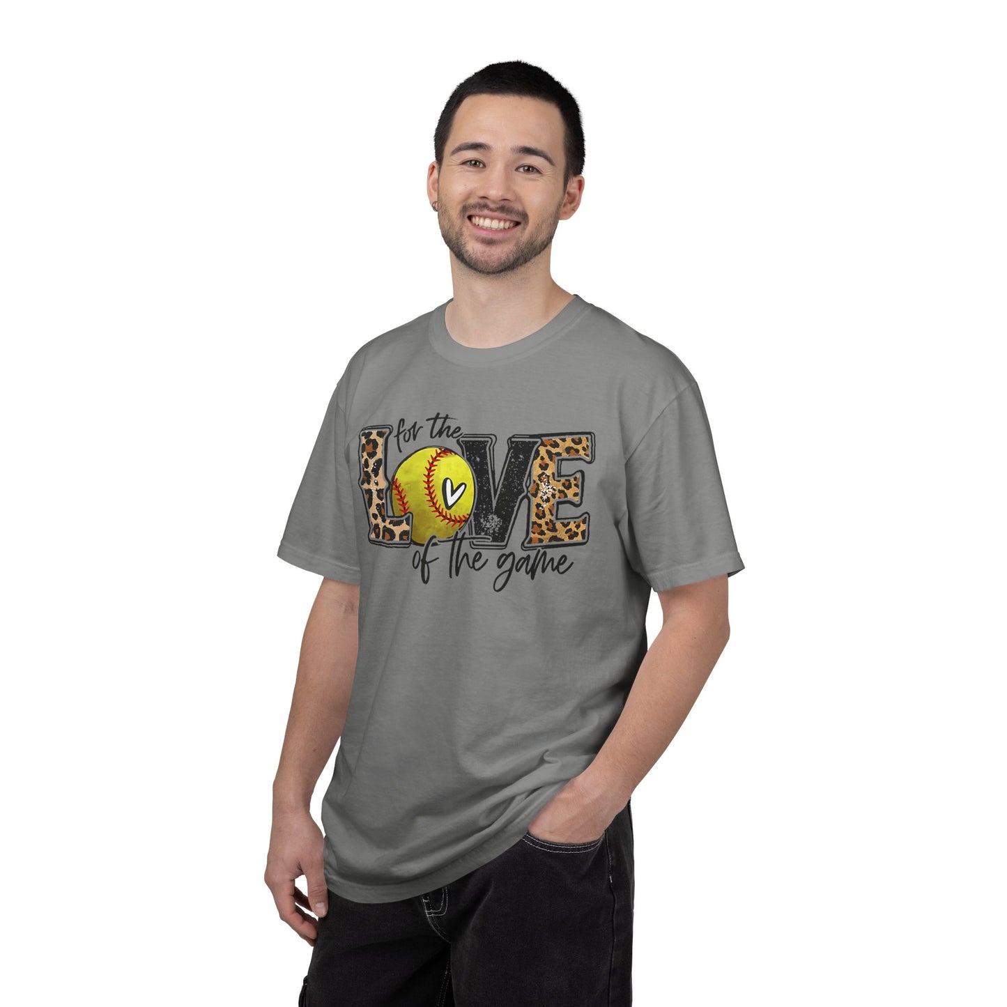 Love of the Game Softball T-Shirt — Leopard Print Tennis Ball Design