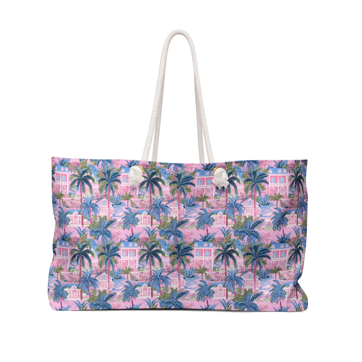 Tropical Palm Weekender Bag – Pink Miami Beach Tote