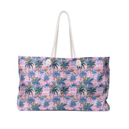 Tropical Palm Weekender Bag – Pink Miami Beach Tote