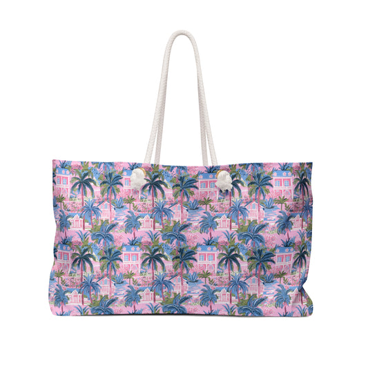 Tropical Palm Weekender Bag – Pink Miami Beach Tote
