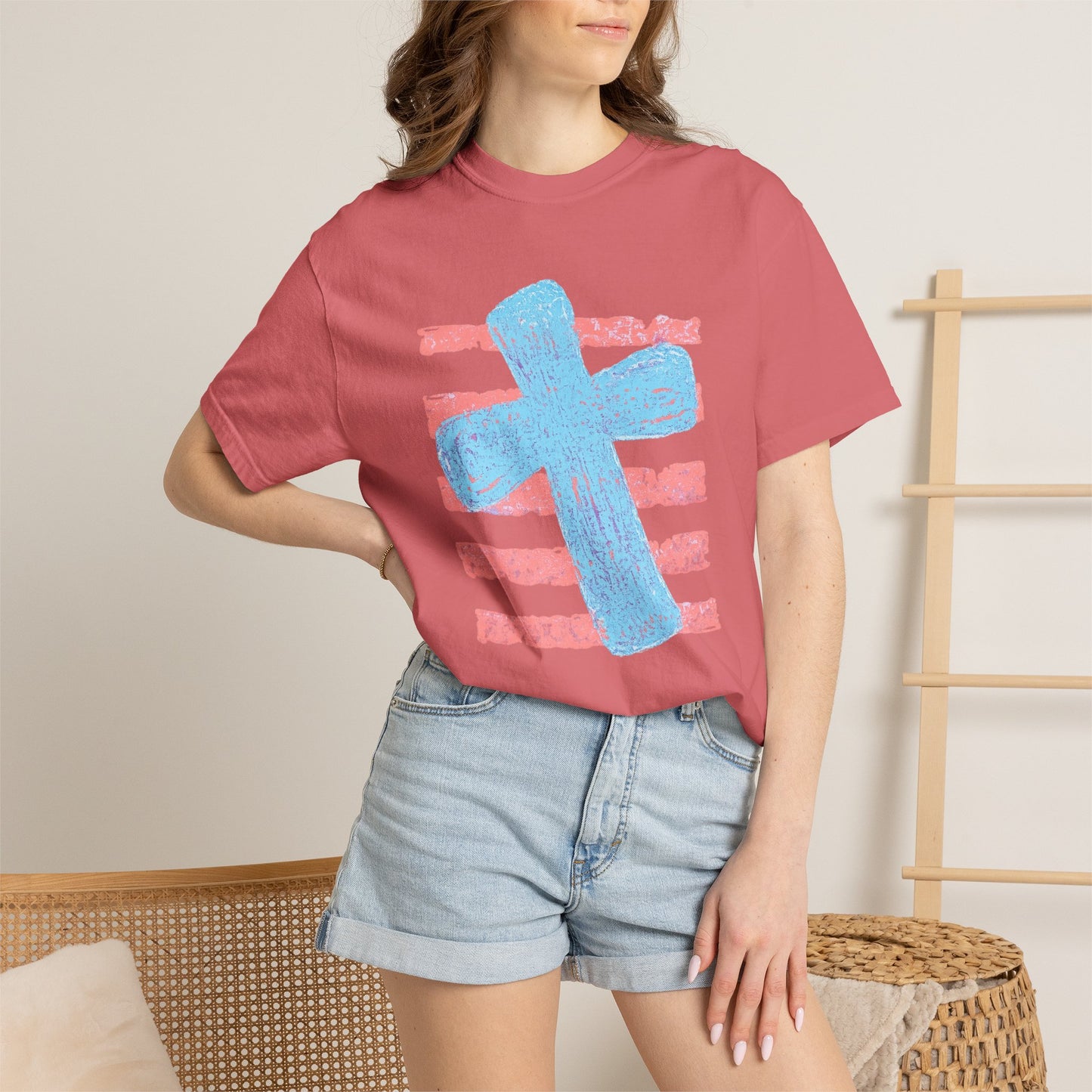 Cross & Stripes T-Shirt — Retro Coastal Church Graphic Tee