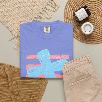 Cross & Stripes T-Shirt — Retro Coastal Church Graphic Tee