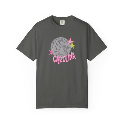 California Coin Graphic Tee — 'California' Retro Neon Stars T-Shirt