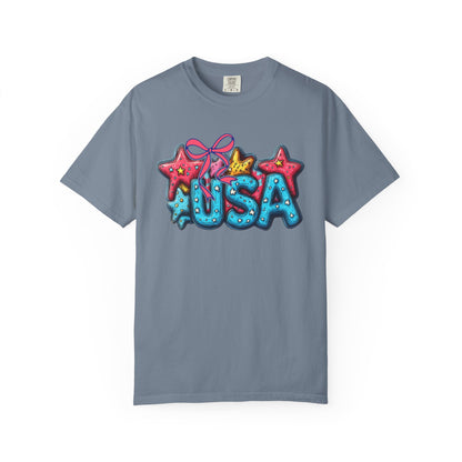 USA Star Balloon Graphic T-Shirt — Patriotic 4th of July Tee