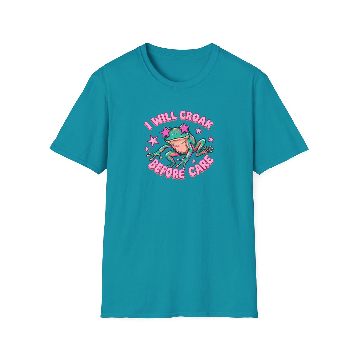 Funny Frog T-Shirt — "I Will Croak Before I Care" Cute Retro Frog Graphic Tee