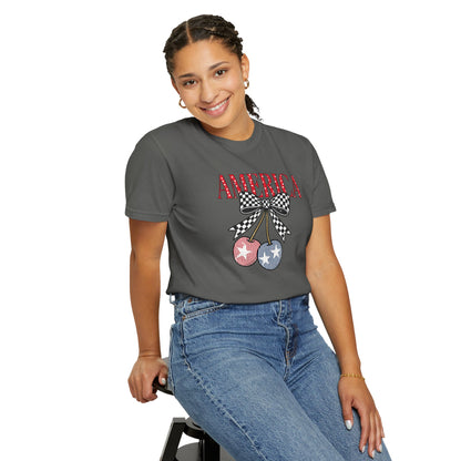America Cherry Graphic T-Shirt — Patriotic 4th of July Tee