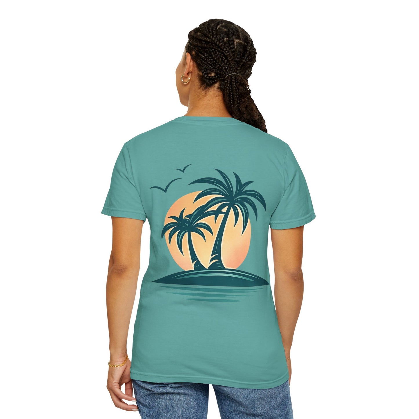 Palm Island Sunset T-Shirt — Tropical Beach Graphic Tee