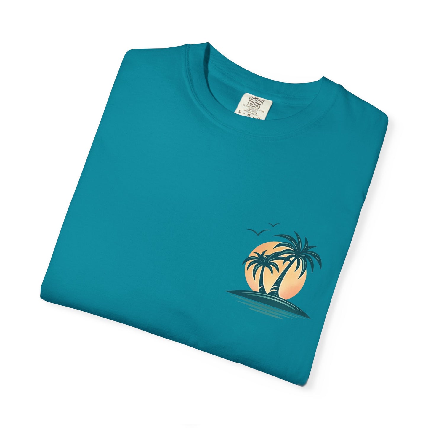 Palm Island Sunset T-Shirt — Tropical Beach Graphic Tee